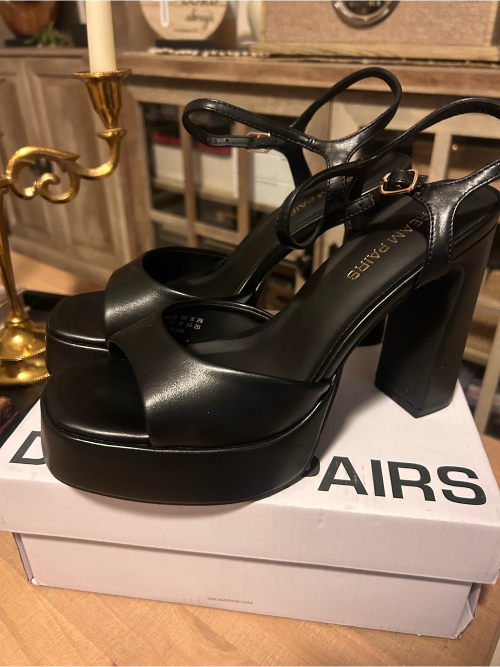 Dream Pairs Black Platform Block Heel Sandals